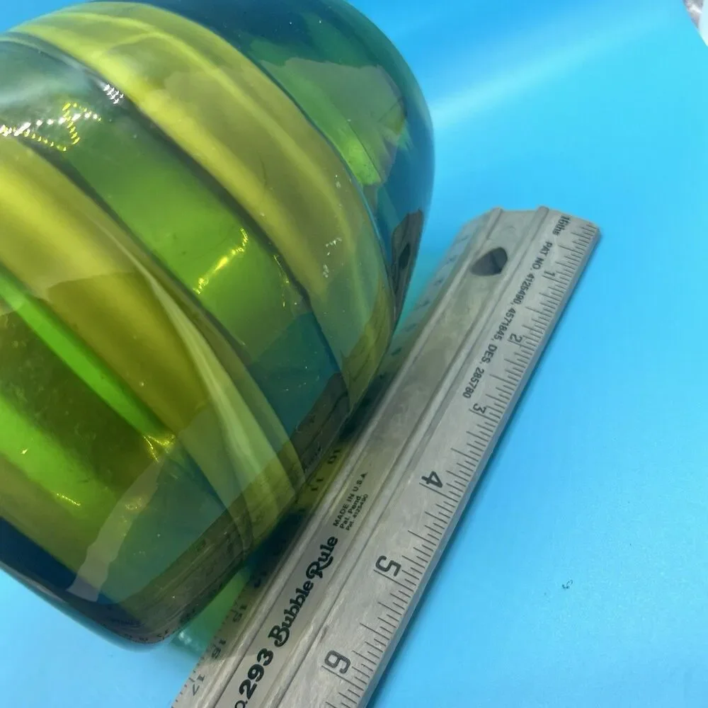 VTG 1960 Luciano Gaspari for Salviati Murano Blown Green Swirl Glass SASSO Vase